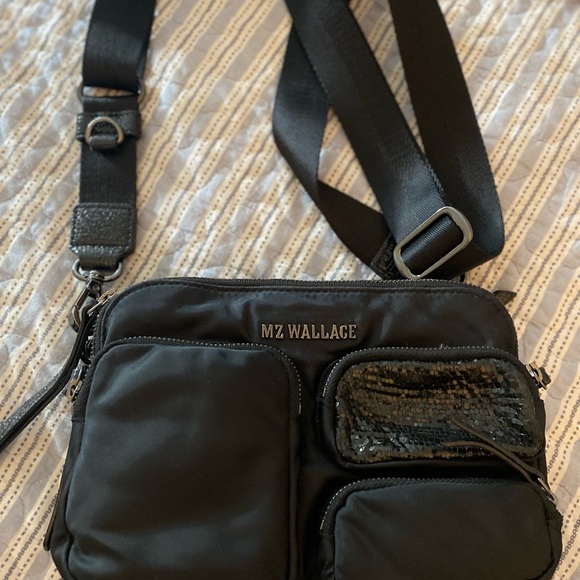 MZ Wallace Nylon trimmed with leather and dazzle . Black - Picture 2 of 6